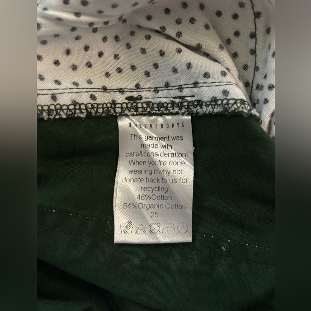 Oh Seven Days High Kick Trousers Wide Leg Pants Forest Green Sz 25 - Picture 7 of 7